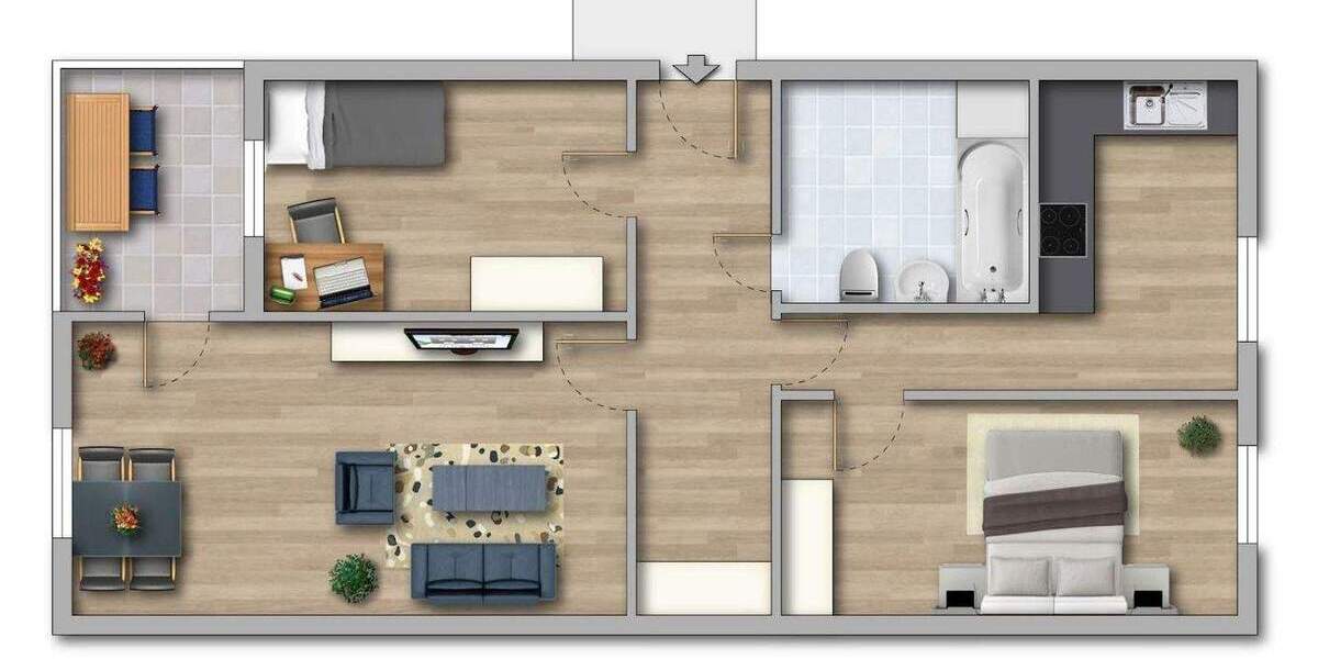 Etagenwohnung Magdeburg Neu Olvenstedt - 3 Zimmer, 64 m&sup2;, 426&euro; | Angebot:26259208