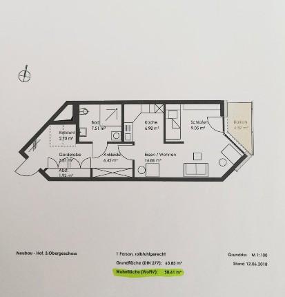 Etagenwohnung Bückeburg - 1 Zimmer, 59 m&sup2;, 528&euro; | Angebot:24525457