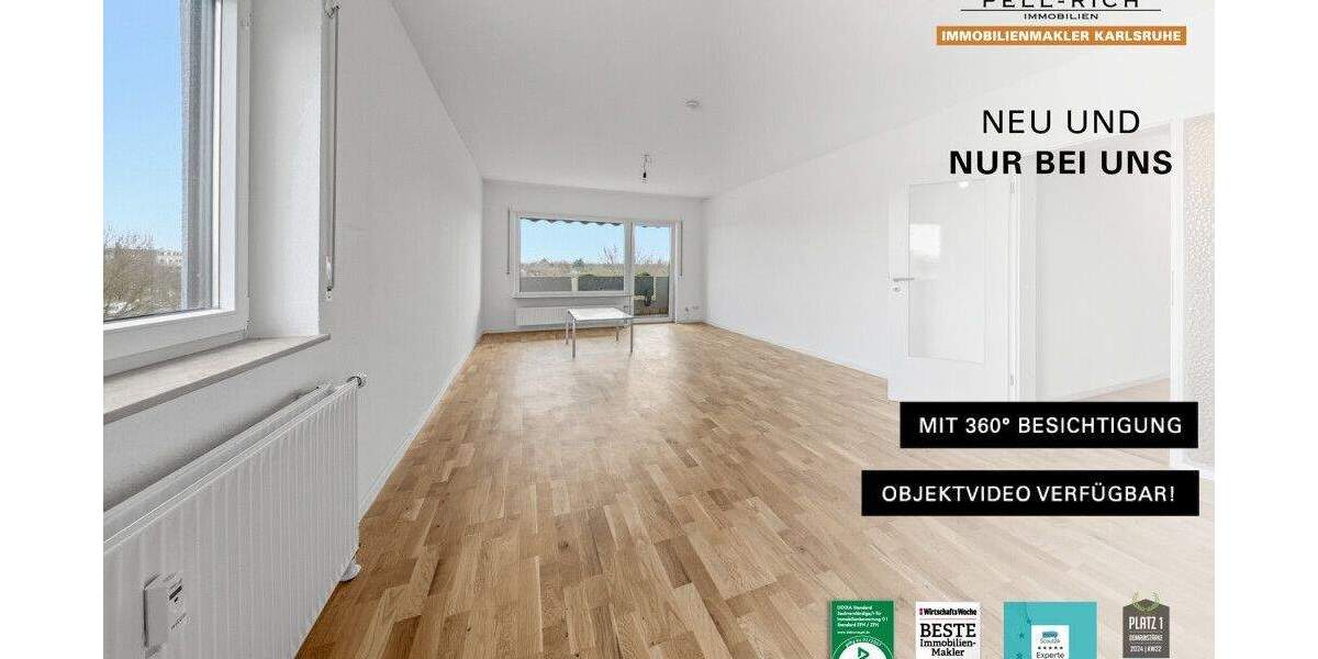 Etagenwohnung Karlsruhe / Neureut Neureut - 3 Zimmer, 97 m&sup2;, 1.260&euro; | Angebot:25802570