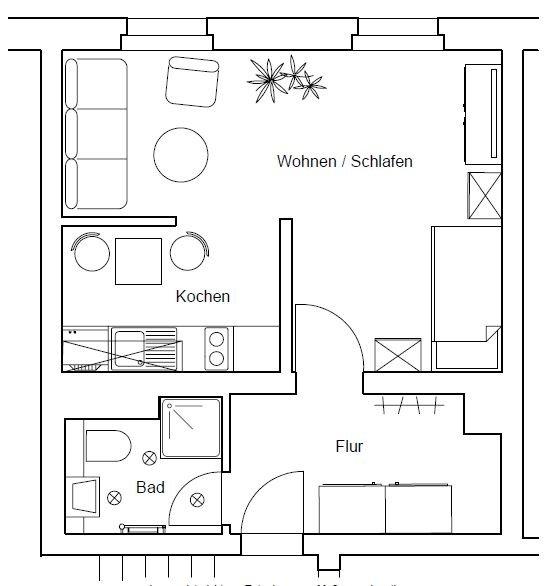 Etagenwohnung Glauchau - 1 Zimmer, 33 m&sup2;, 195&euro; | Angebot:26491703