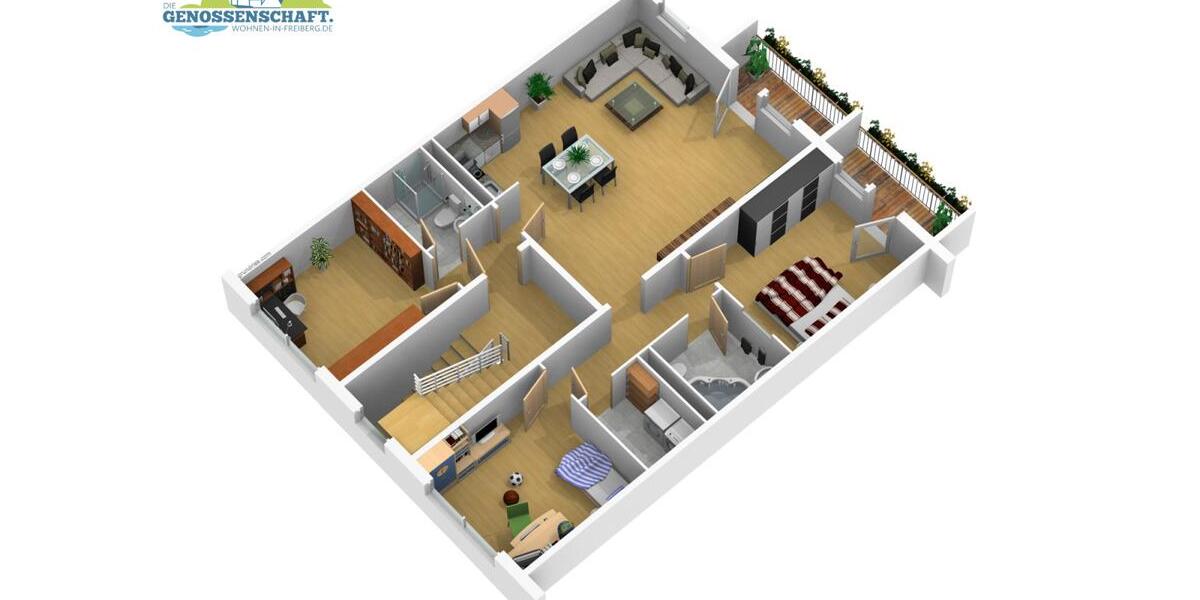 Etagenwohnung Freiberg - 4 Zimmer, 95 m&sup2;, 719&euro; | Angebot:25869614