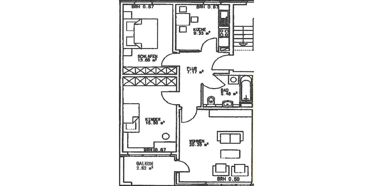 Etagenwohnung Braunschweig Broitzem - 3 Zimmer, 74 m&sup2;, 698&euro; | Angebot:26564363