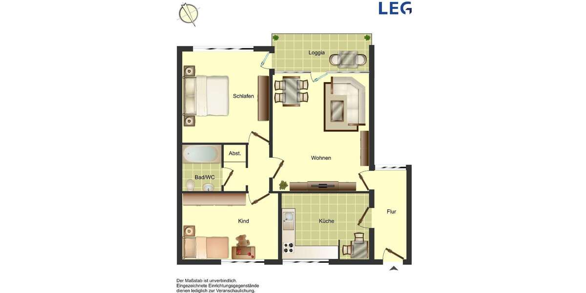 Etagenwohnung Osnabrück Widukindland - 3 Zimmer, 72 m&sup2;, 649&euro; | Angebot:26393032