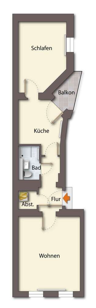 Wohnung zum Mieten in Halle 370 € 50.89 m²