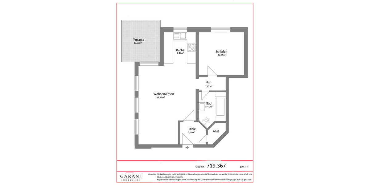 Terrassenwohnung Erlenbach - 2 Zimmer, 60 m&sup2;, 720&euro; | Angebot:26064840
