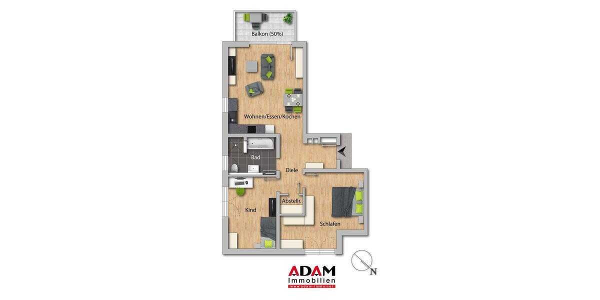 Etagenwohnung Kehl Sundheim - 3 Zimmer, 88 m&sup2;, 1.050&euro; | Angebot:24424427