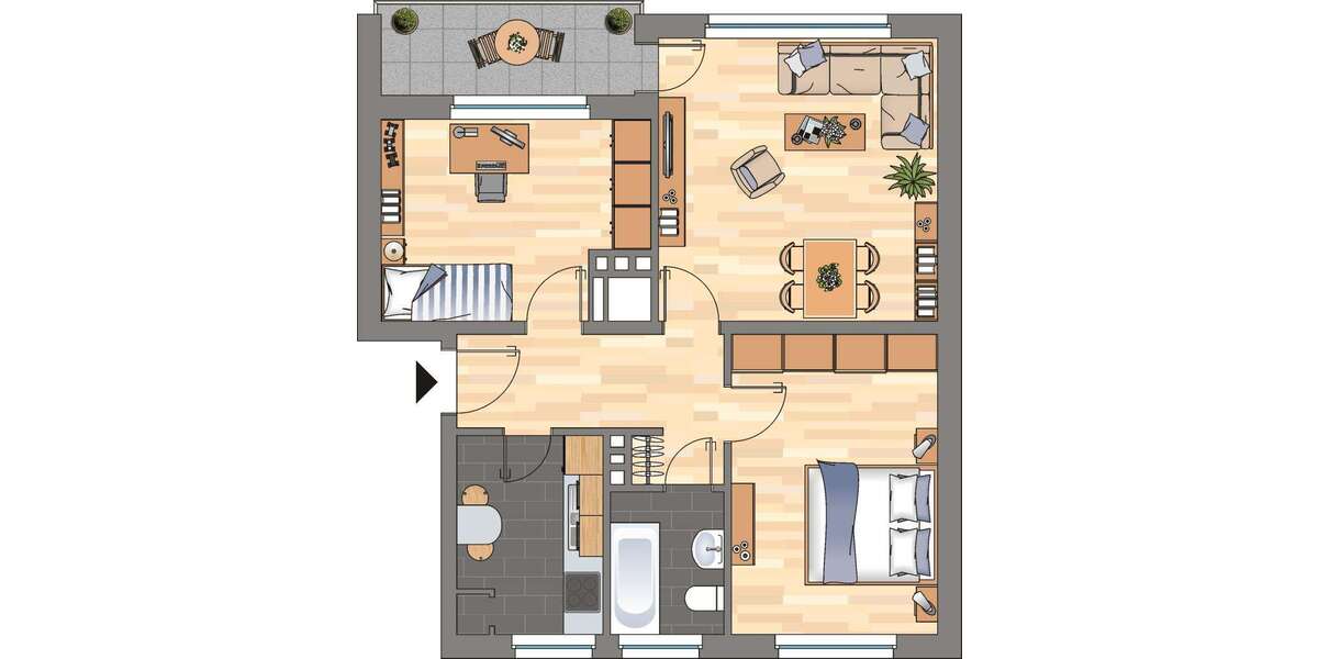 Etagenwohnung Aurich Sandhorst - 3 Zimmer, 65 m&sup2;, 499&euro; | Angebot:26933382