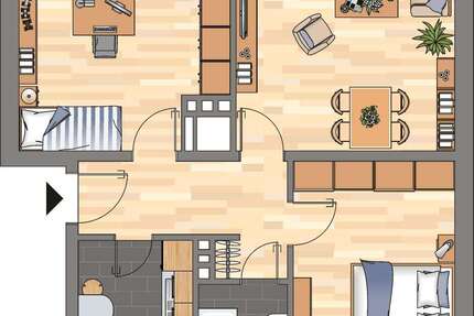 Wohnung Aurich Sandhorst - 3 Zimmer, 65 m&sup2;, 499&euro; | Angebot:26933382