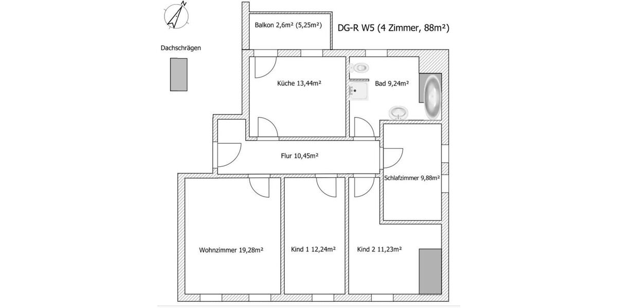 Dachgeschoßwohnung Schleiz - 4 Zimmer, 88 m&sup2;, 660&euro; | Angebot:24830853