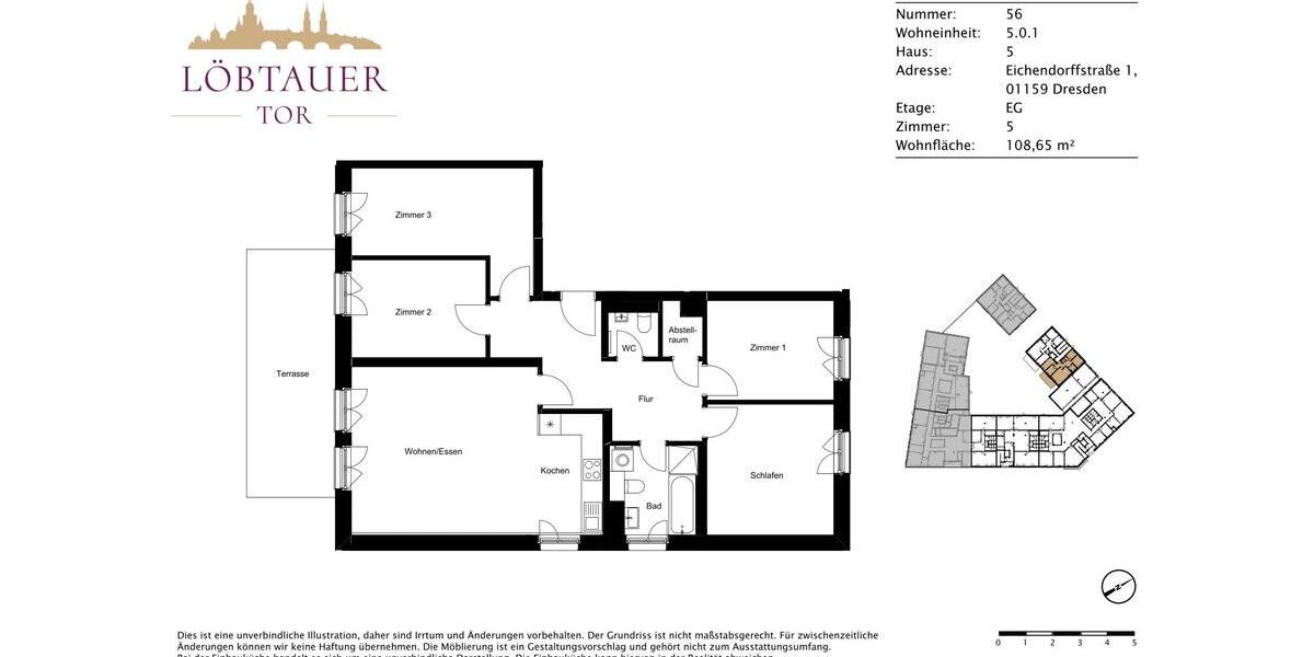 Etagenwohnung Dresden Cotta - 5 Zimmer, 109 m&sup2;, 1.445&euro; | Angebot:26563581