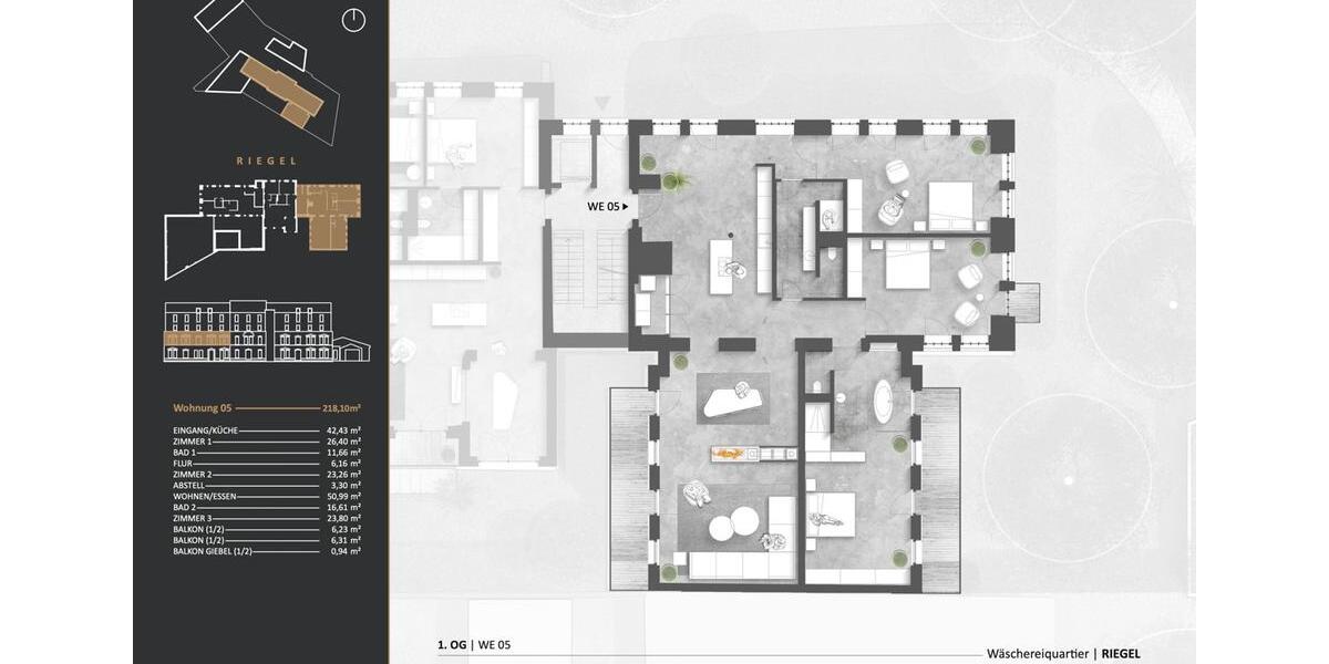 Wäschereiquartier: WG-geeignete 5-Zimmer-Wohnung - Einzigartig und luxuriös 5 zimmer