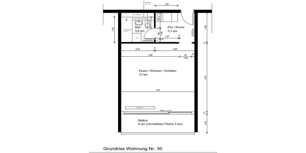 Etagenwohnung Wiesbaden Mainz-Kostheim - 1 Zimmer, 34 m&sup2;, 408&euro; | Angebot:26560738