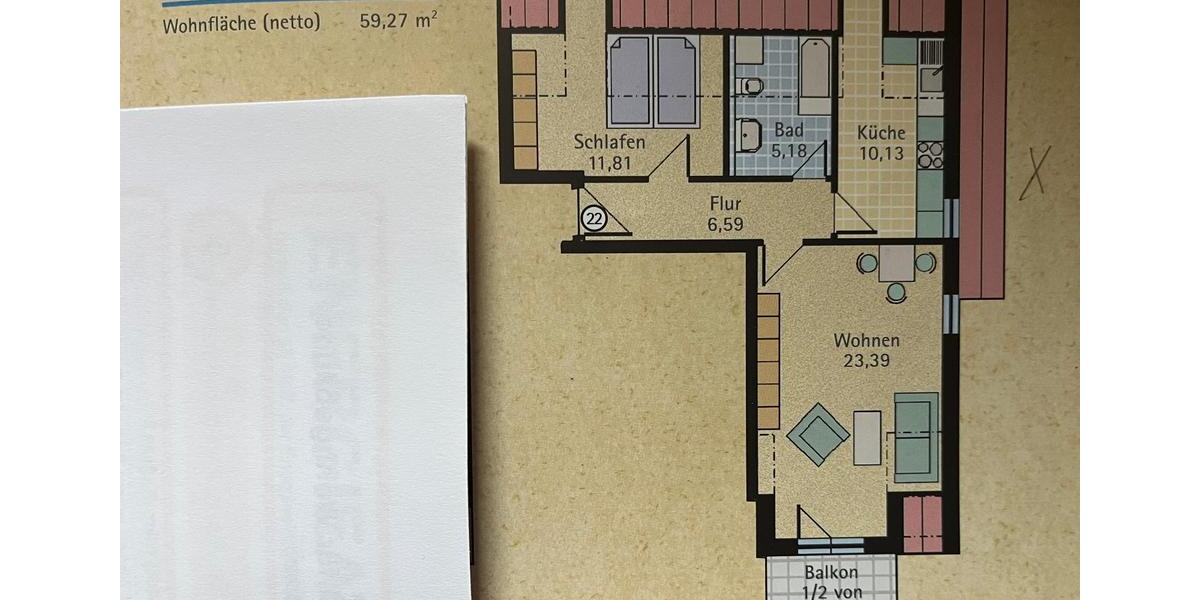 Dachgeschoßwohnung Deggendorf - 2 Zimmer, 59 m&sup2;, 650&euro; | Angebot:26135683