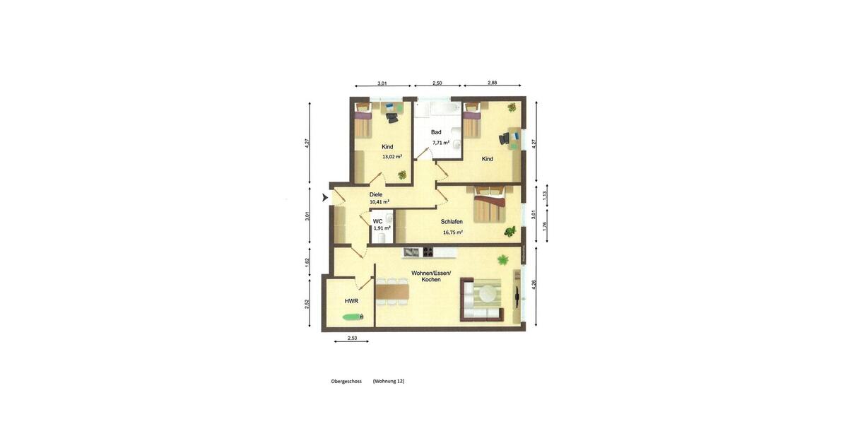 Etagenwohnung Melle Bruchmühlen - 4 Zimmer, 107 m&sup2;, 1.075&euro; | Angebot:25917984