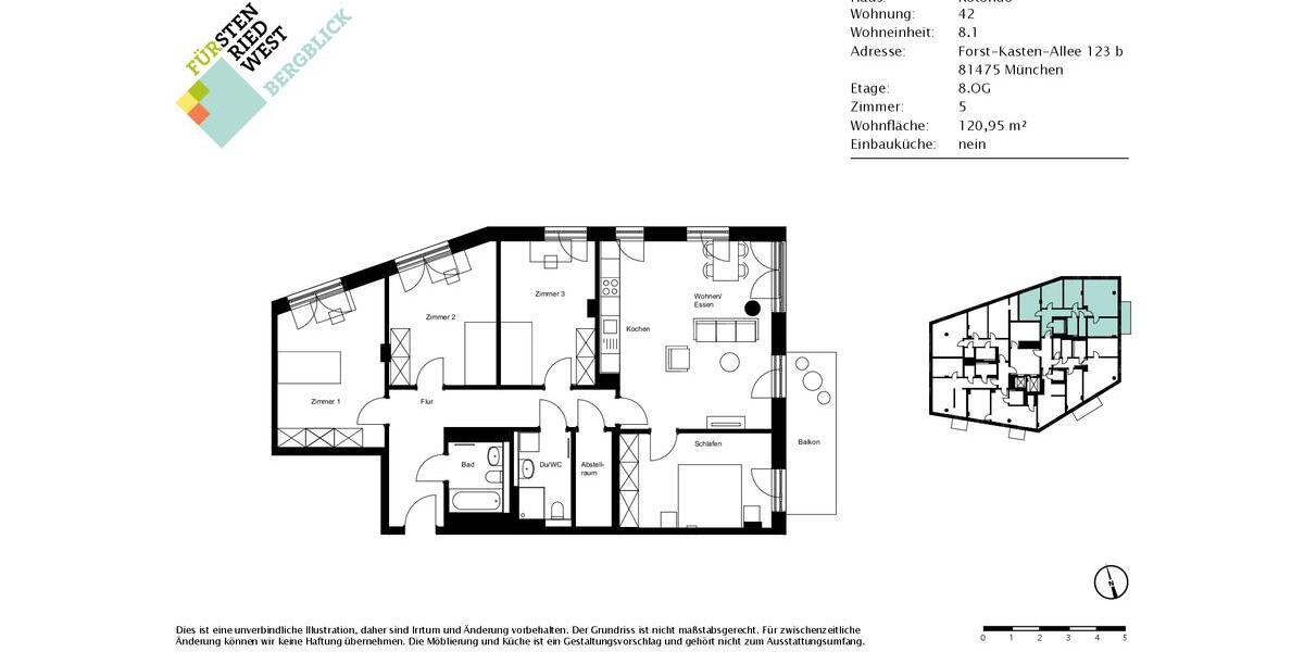 Etagenwohnung München Thalkirchen-Obersendling-Forstenried-Fürstenried-S - 5 Zimmer, 121 m&sup2;, 2.650&euro; | Angebot:26068862