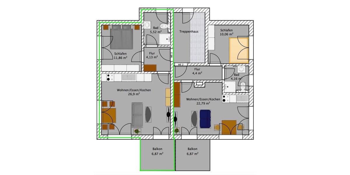 Etagenwohnung Nittenau - 2 Zimmer, 51 m&sup2;, 520&euro; | Angebot:26329503