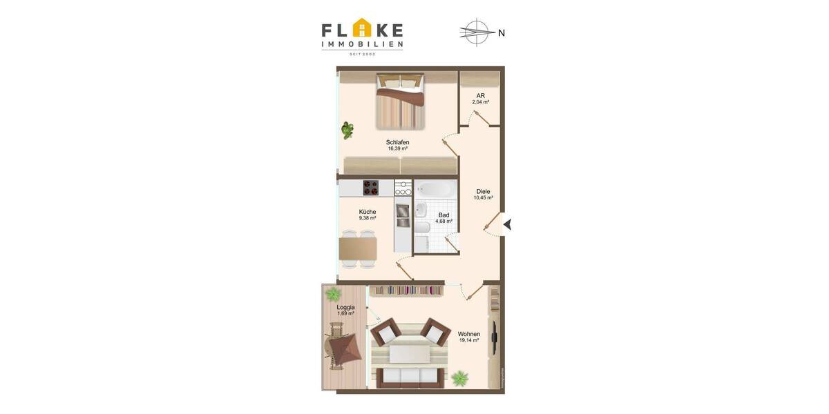 Mit Blick über Recklinghausen! Helle Mietwohnung mit Südbalkon und Einbauküche in Recklinghausen-Ost - Etagenwohnung Recklinghausen Ost | Angebot:26845375