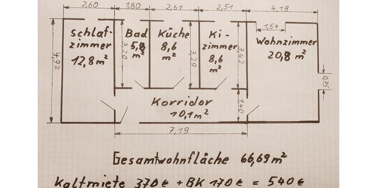 Erdgeschoßwohnung Neukieritzsch - 3 Zimmer, 67 m&sup2;, 370&euro; | Angebot:26632850