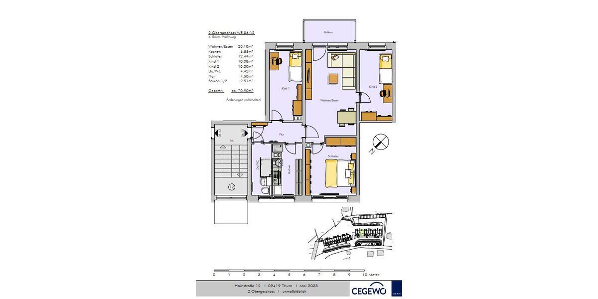Etagenwohnung Thum - 4 Zimmer, 71 m&sup2;, 470&euro; | Angebot:25974126