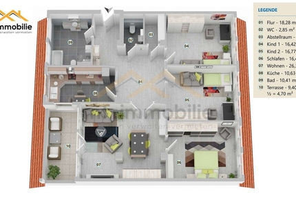 Über den Dächern von Mariental: 125 m² Freiraum mit Loggia im 2. Obergeschoss 4-Zimmer - Wohnung Mariental Helmstedt - Grasleben | Angebot:24998399