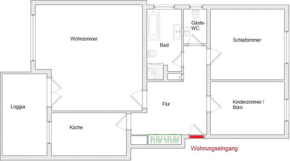 Etagenwohnung Offenbach am Main Bieber - 3 Zimmer, 95 m&sup2;, 1.400&euro; | Angebot:26648473