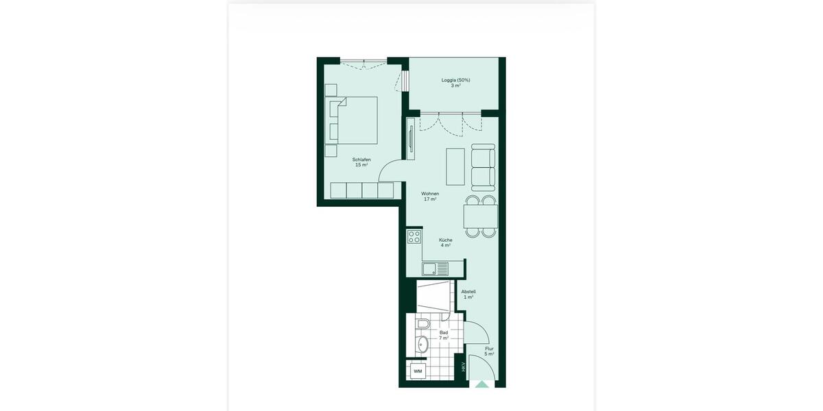 Erdgeschoßwohnung Köln Nippes - 2 Zimmer, 55 m&sup2;, 1.300&euro; | Angebot:26033814