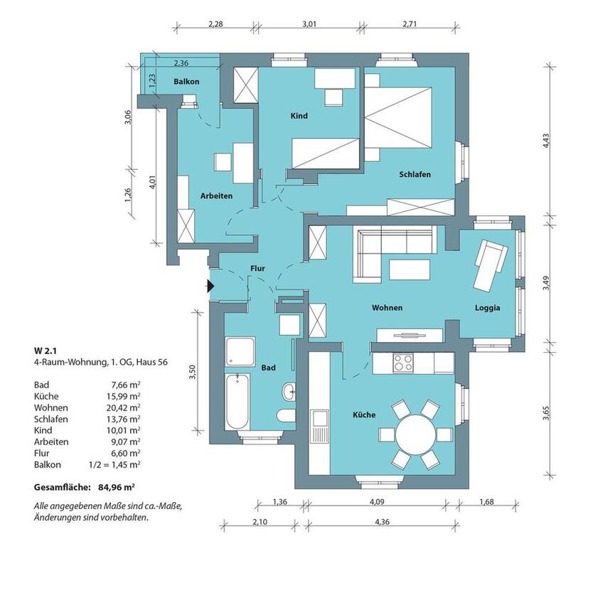 Sanierte 4-Raum-Wohnung im Altbau mit Badewanne, Dusche und Balkon zimmer
