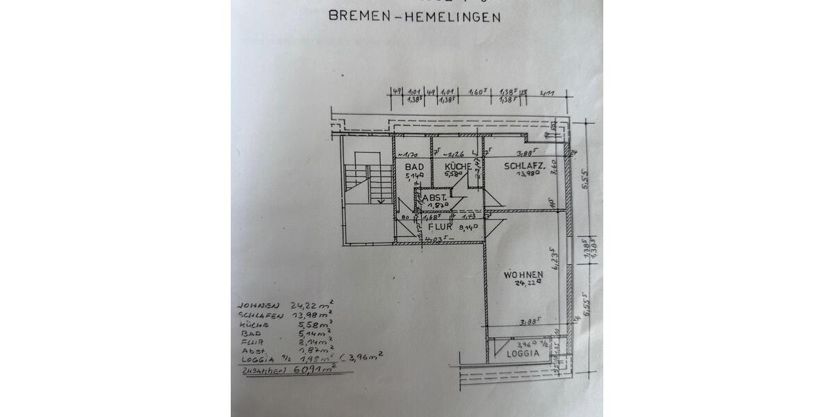 Dachgeschoßwohnung Bremen Hemelingen - 2 Zimmer, 61 m&sup2;, 700&euro; | Angebot:26683183