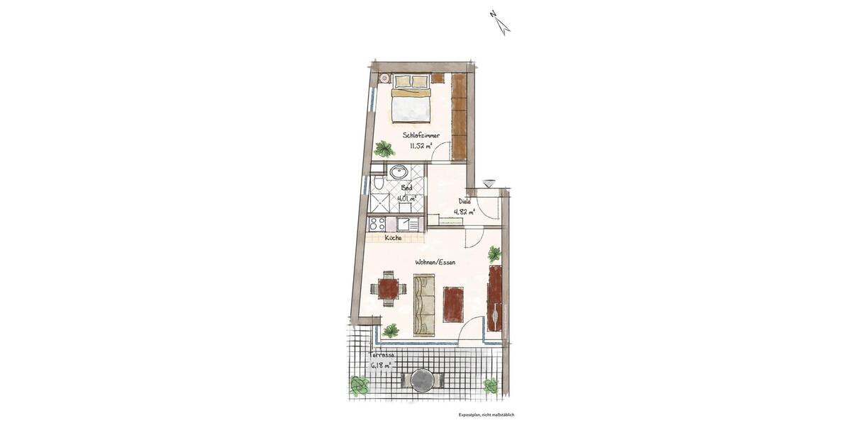 Erdgeschoßwohnung Köln Rodenkirchen - 2 Zimmer, 49 m&sup2;, 1.980&euro; | Angebot:25417261