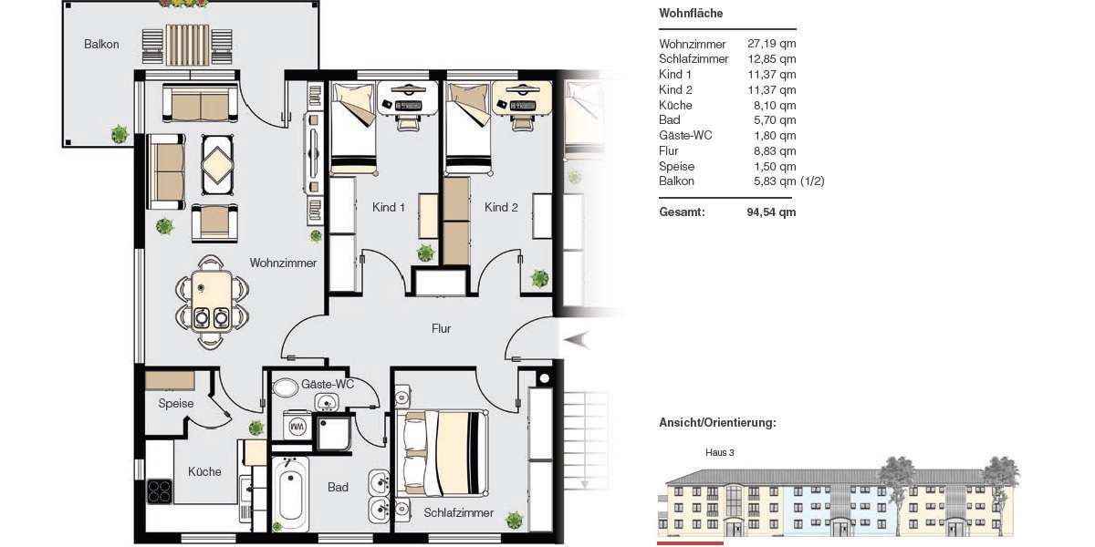 Etagenwohnung Mindelheim - 4 Zimmer, 95 m&sup2;, 965&euro; | Angebot:25856901