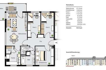 Wohnung Mindelheim - 4 Zimmer, 95 m&sup2;, 965&euro; | Angebot:25856901