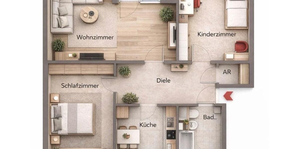 Etagenwohnung Bremen Osterholz - 3 Zimmer, 73 m&sup2;, 918&euro; | Angebot:26387536