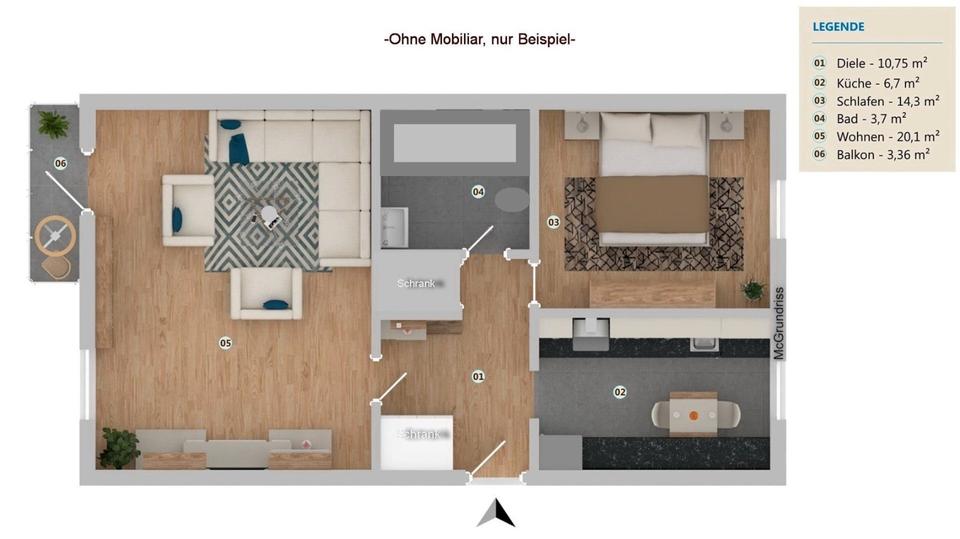 Etagenwohnung Freyung - 2 Zimmer, 58 m&sup2;, 450&euro; | Angebot:25986600