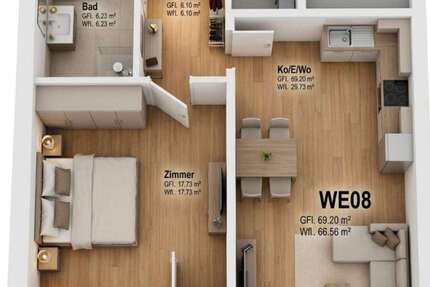 Wohnung Gütersloh - 2 Zimmer, 67 m&sup2;, 931&euro; | Angebot:27296108