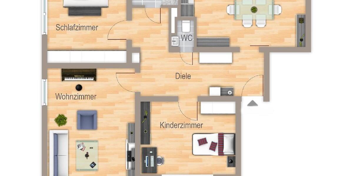 Etagenwohnung Bergisch Gladbach Frankenforst - 3 Zimmer, 94 m&sup2;, 1.130&euro; | Angebot:26198682