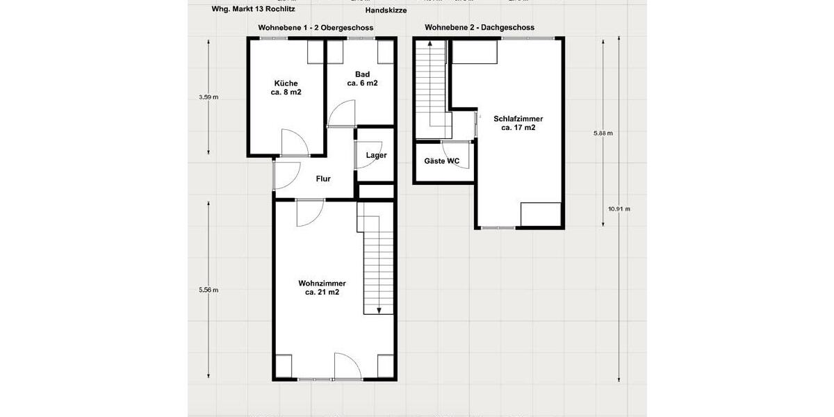 Maisonettenwohnung Rochlitz - 2 Zimmer, 67 m&sup2;, 301&euro; | Angebot:21131288