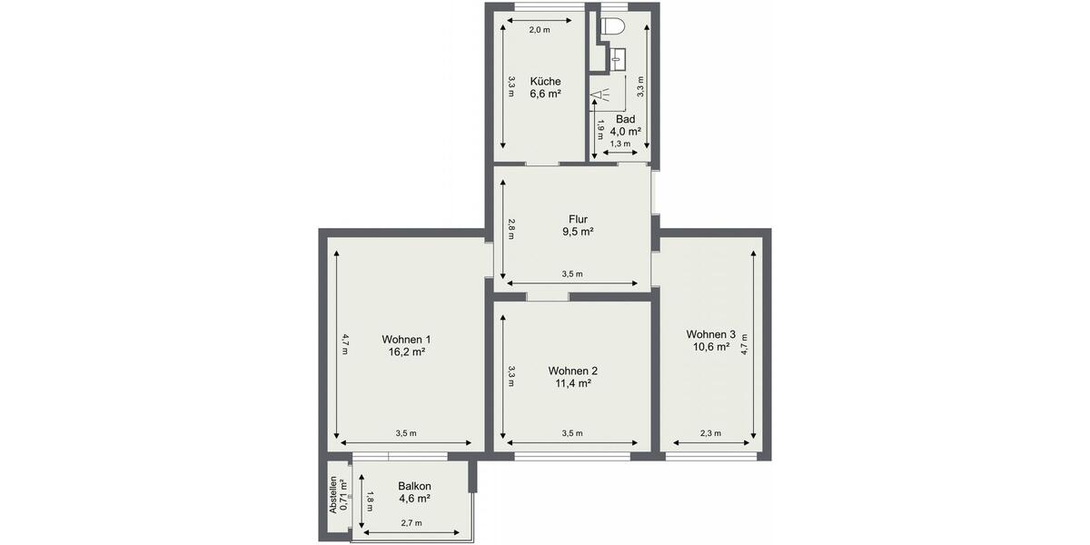 Etagenwohnung Schwedt (Oder) - 3 Zimmer, 62 m&sup2;, 284&euro; | Angebot:25960153