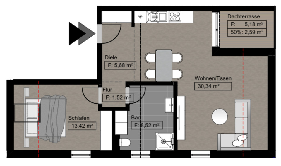 Etagenwohnung Gründau - 3 Zimmer, 68 m&sup2;, 830&euro; | Angebot:25574973
