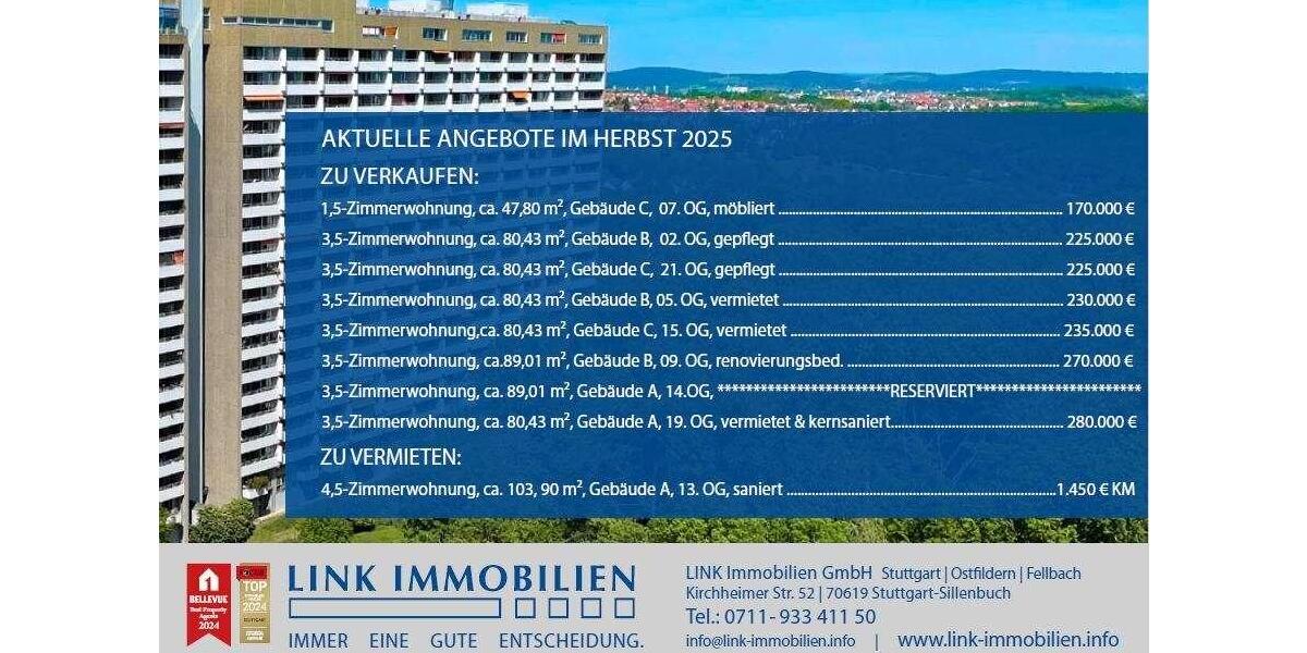 Stuttgart-Asemwald: Sanierte 4,5-Zimmer-Wohnung im 13. OG 4 zimmer