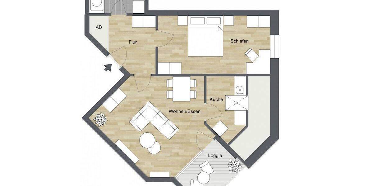 Etagenwohnung Bielefeld Innenstadt - 2 Zimmer, 63 m&sup2;, 645&euro; | Angebot:26672943