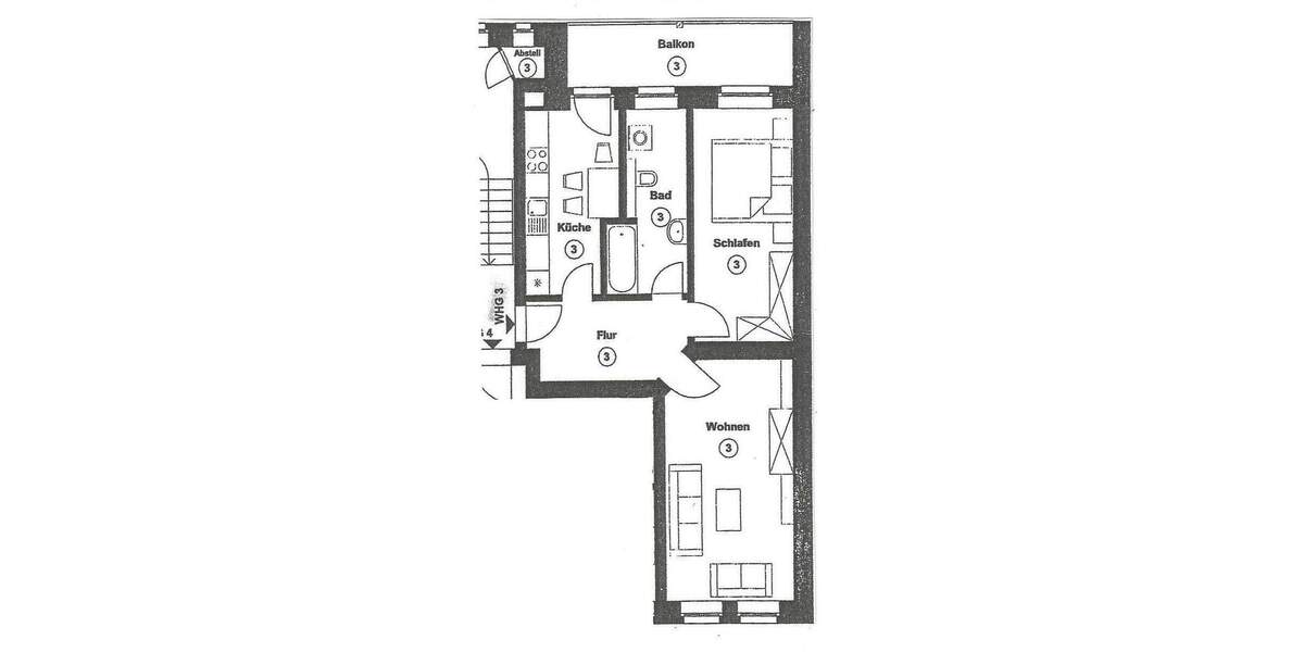 Etagenwohnung Leipzig Kleinzschocher - 2 Zimmer, 61 m&sup2;, 490&euro; | Angebot:26190010
