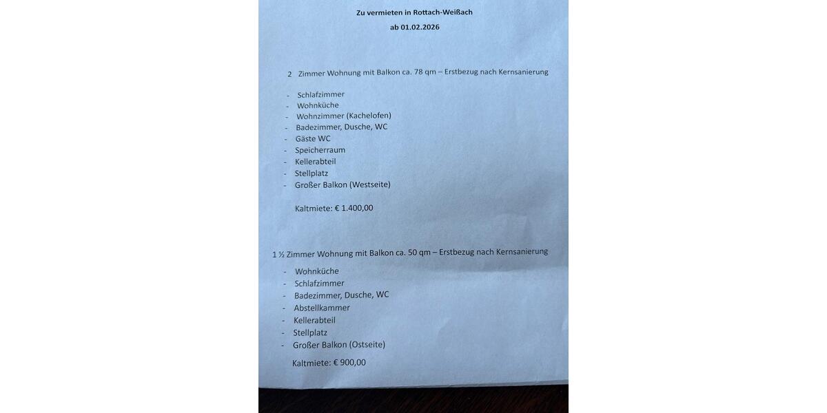 Wohnung zu vermieten Rottach-Egern Weissach 2 zimmer