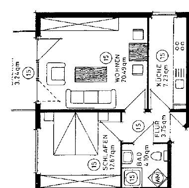 Etagenwohnung Bad Oeynhausen - 2 Zimmer, 51 m&sup2;, 489&euro; | Angebot:26297071
