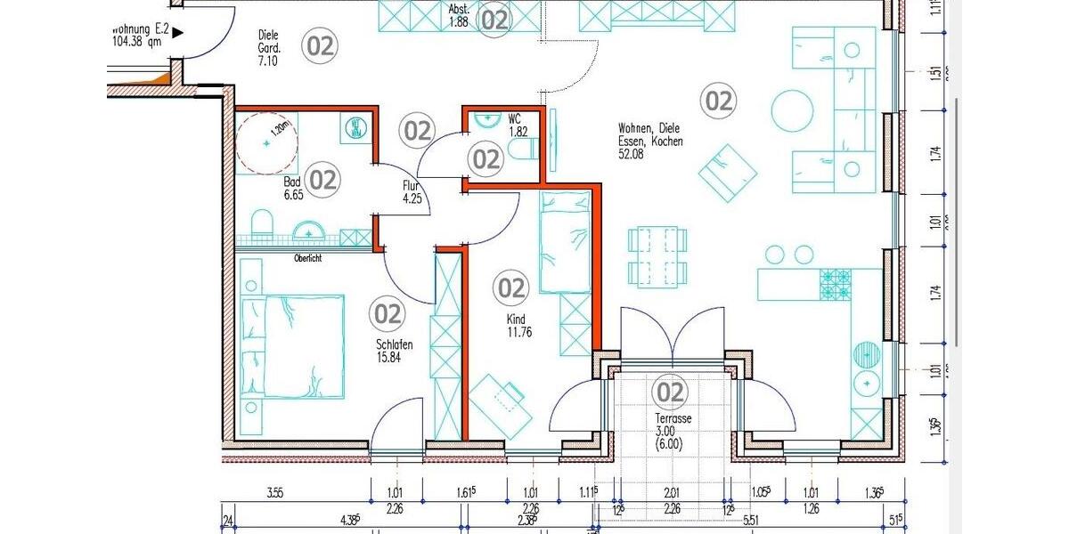 Etagenwohnung Großenkneten - 3 Zimmer, 104 m&sup2;, 1.050&euro; | Angebot:26463785
