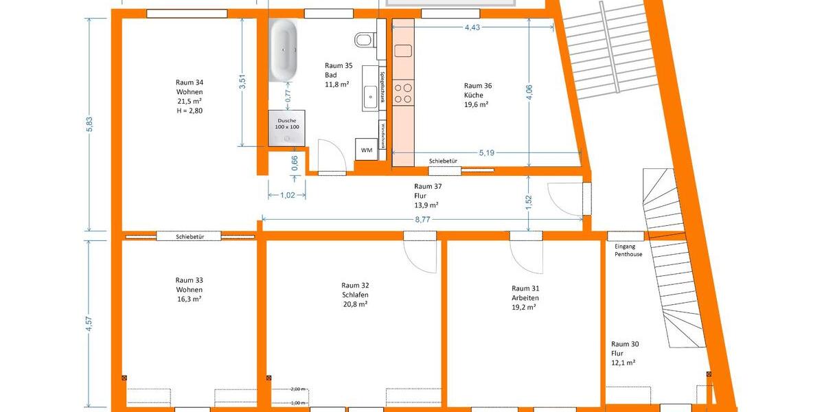 Etagenwohnung Merseburg - 4 Zimmer, 130 m&sup2;, 1.500&euro; | Angebot:26699408