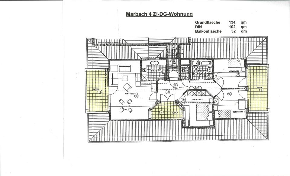 Marbach Penthouse Dachgeschosswohnung 132 qm 3 Balkone 4 zimmer