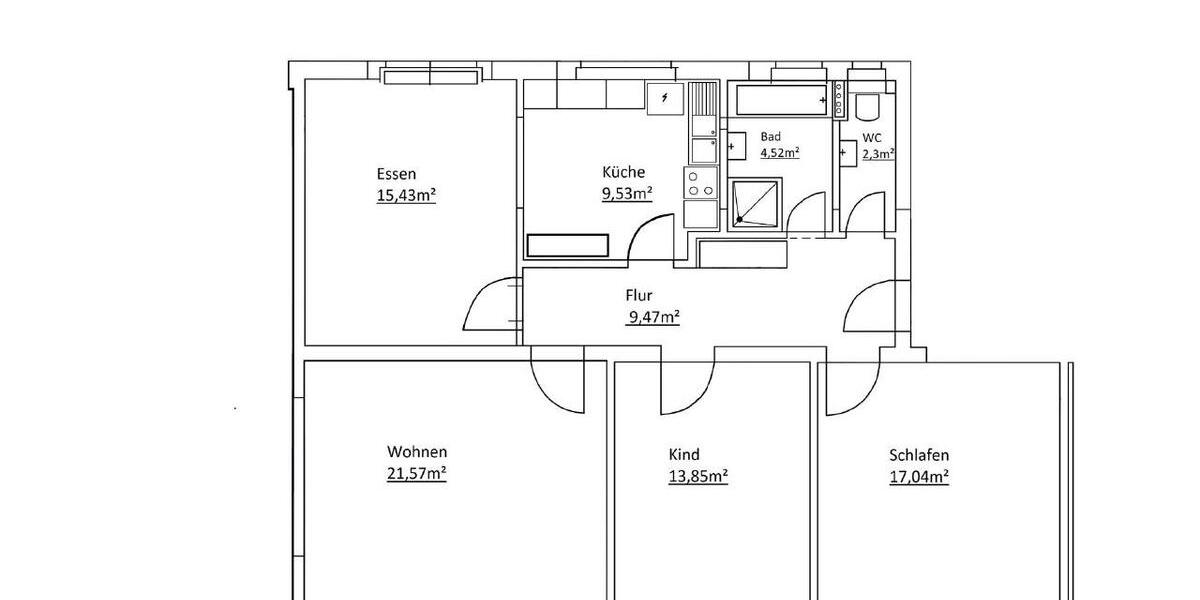 Etagenwohnung Singen (Hohentwiel) - 4 Zimmer, 91 m&sup2;, 850&euro; | Angebot:26148200