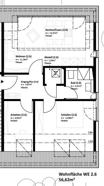 Wohnung zum Mieten in Neckarsulm-Obereisesheim 772,86 € 56.62 m² 3 zimmer