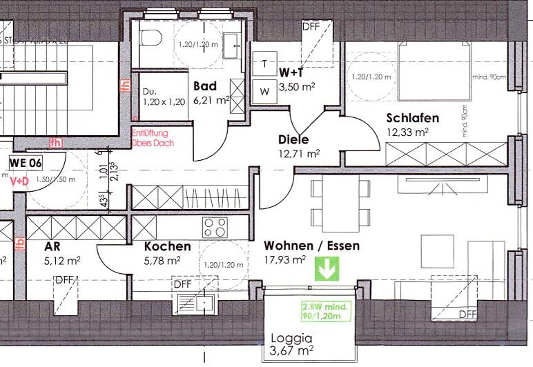 Dachgeschoßwohnung Bocholt Stenern - 2 Zimmer, 65 m&sup2;, 865&euro; | Angebot:26688716