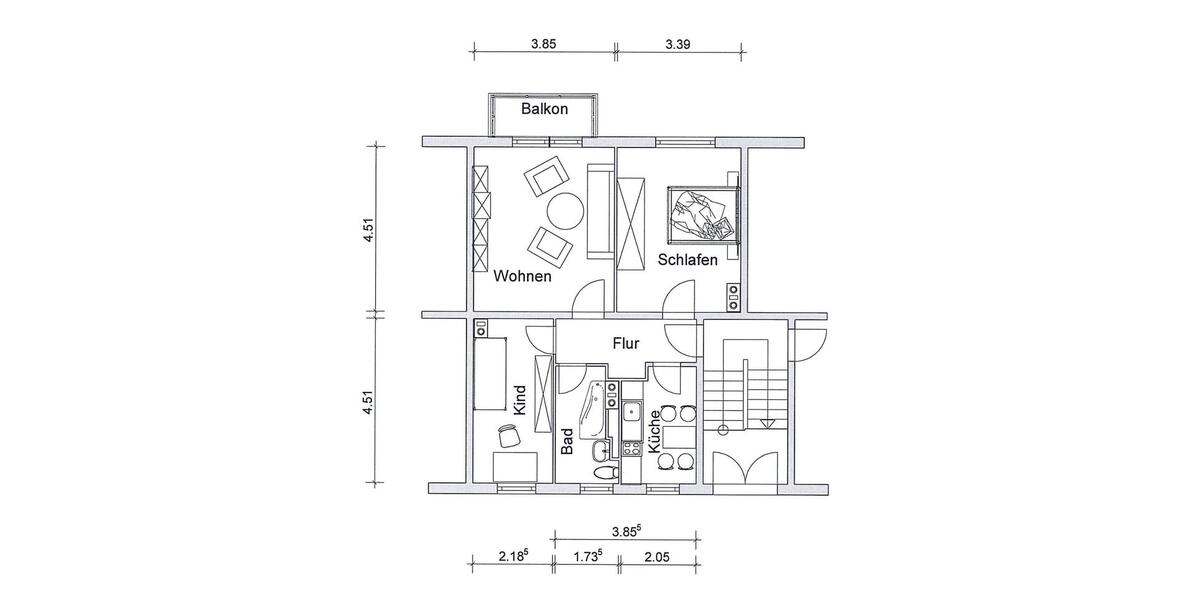 Etagenwohnung Borna - 2.5 Zimmer, 56 m&sup2;, 339&euro; | Angebot:26617973